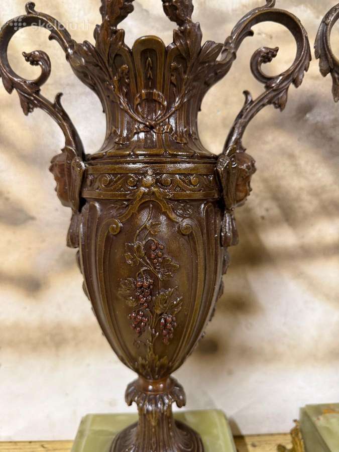 2 Art Nouveau stiliaus Vazos marmur.,bronz. metal. - nuotraukos Nr. 6