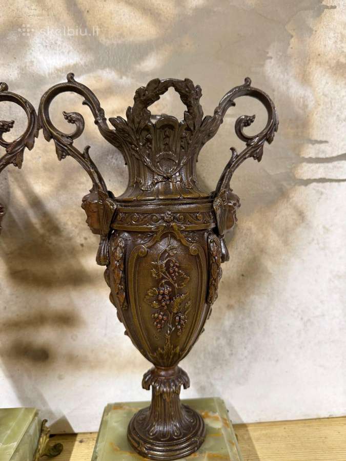 2 Art Nouveau stiliaus Vazos marmur.,bronz. metal. - nuotraukos Nr. 7