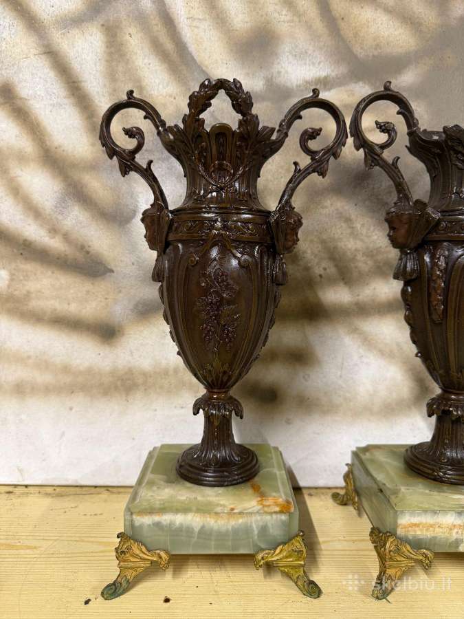 2 Art Nouveau stiliaus Vazos marmur.,bronz. metal. - nuotraukos Nr. 9