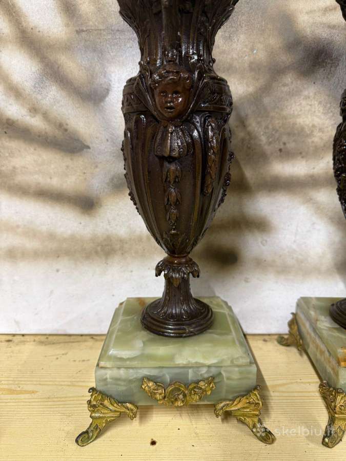 2 Art Nouveau stiliaus Vazos marmur.,bronz. metal. - nuotraukos Nr. 11