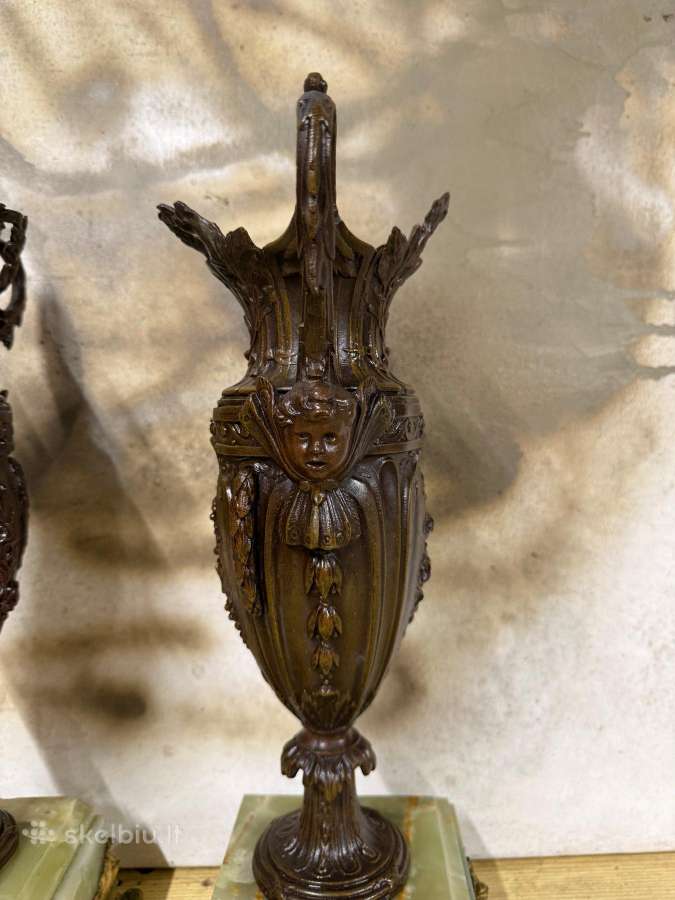 2 Art Nouveau stiliaus Vazos marmur.,bronz. metal. - nuotraukos Nr. 12