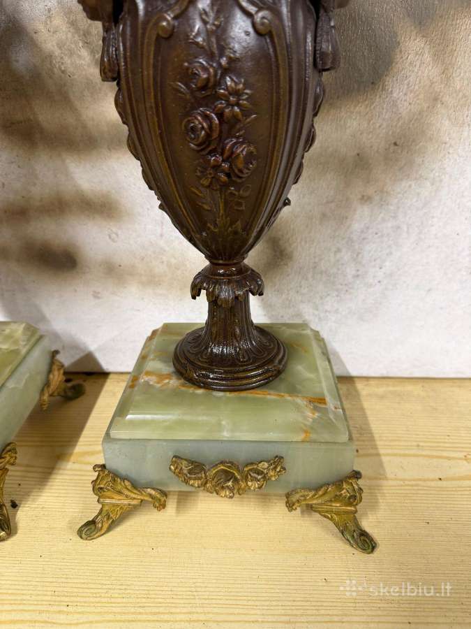 2 Art Nouveau stiliaus Vazos marmur.,bronz. metal. - nuotraukos Nr. 13