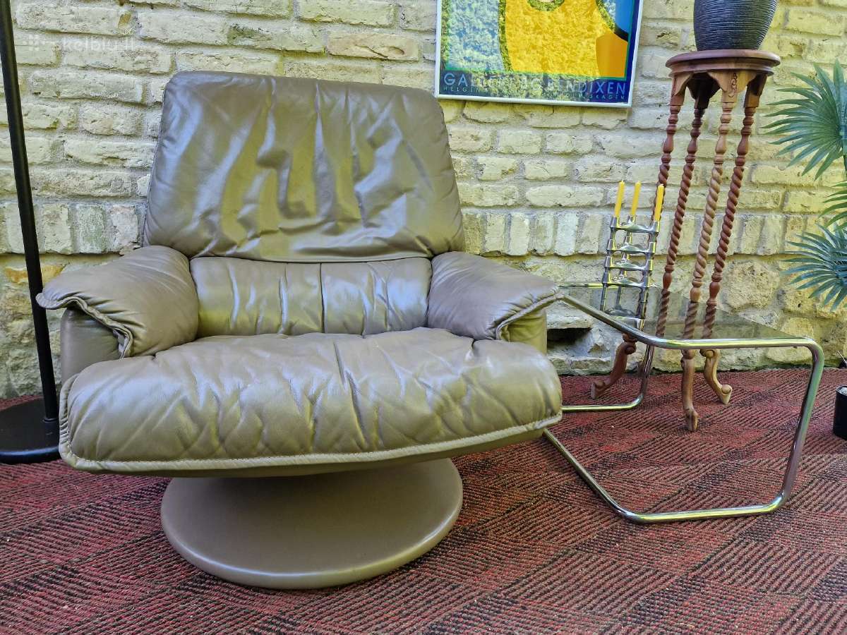 Prabangus vintažinis odinis fotelis - nuotraukos Nr. 17