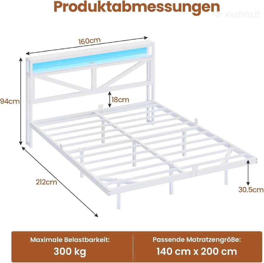 Dvigulė lova 160/200 cm su LED apšvietimu - nuotraukos Nr. 5