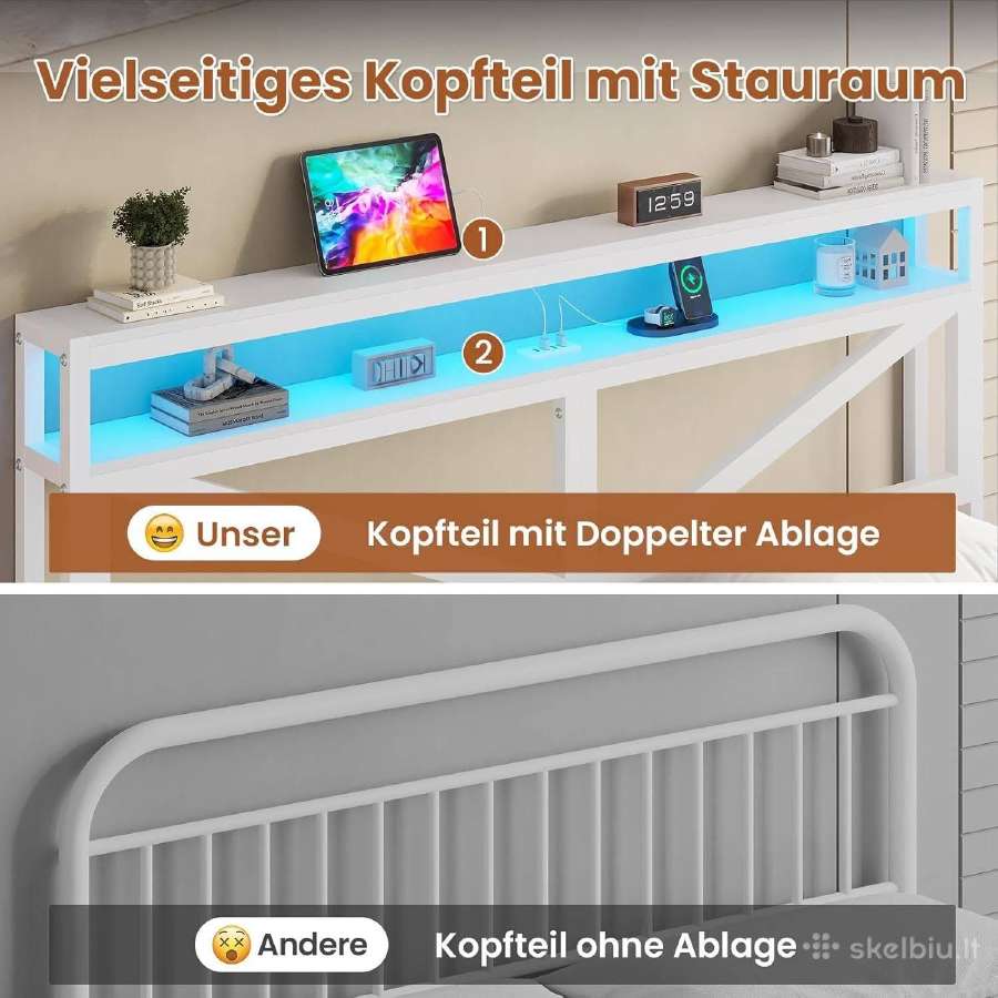 Dvigulė lova 160/200 cm su LED apšvietimu - nuotraukos Nr. 6