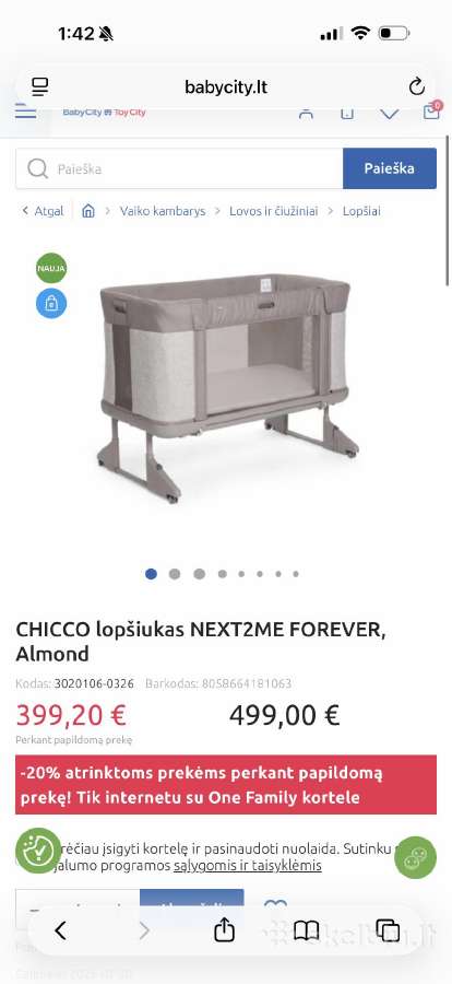 Chicco lopšiukas Next2me Forever, pilkas, kaina 27 - nuotraukos Nr. 6