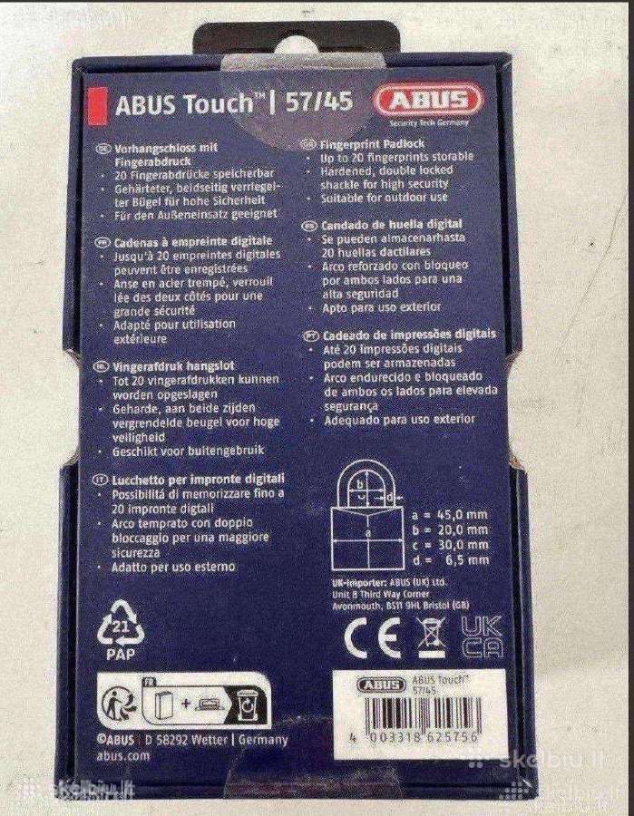Pirstu atspaudu uzraktas Abus Touch 57/45 - nuotraukos Nr. 3