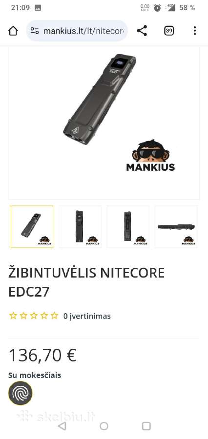 Taktinis žibintas saviginai Nitecore 3000lumen - nuotraukos Nr. 2