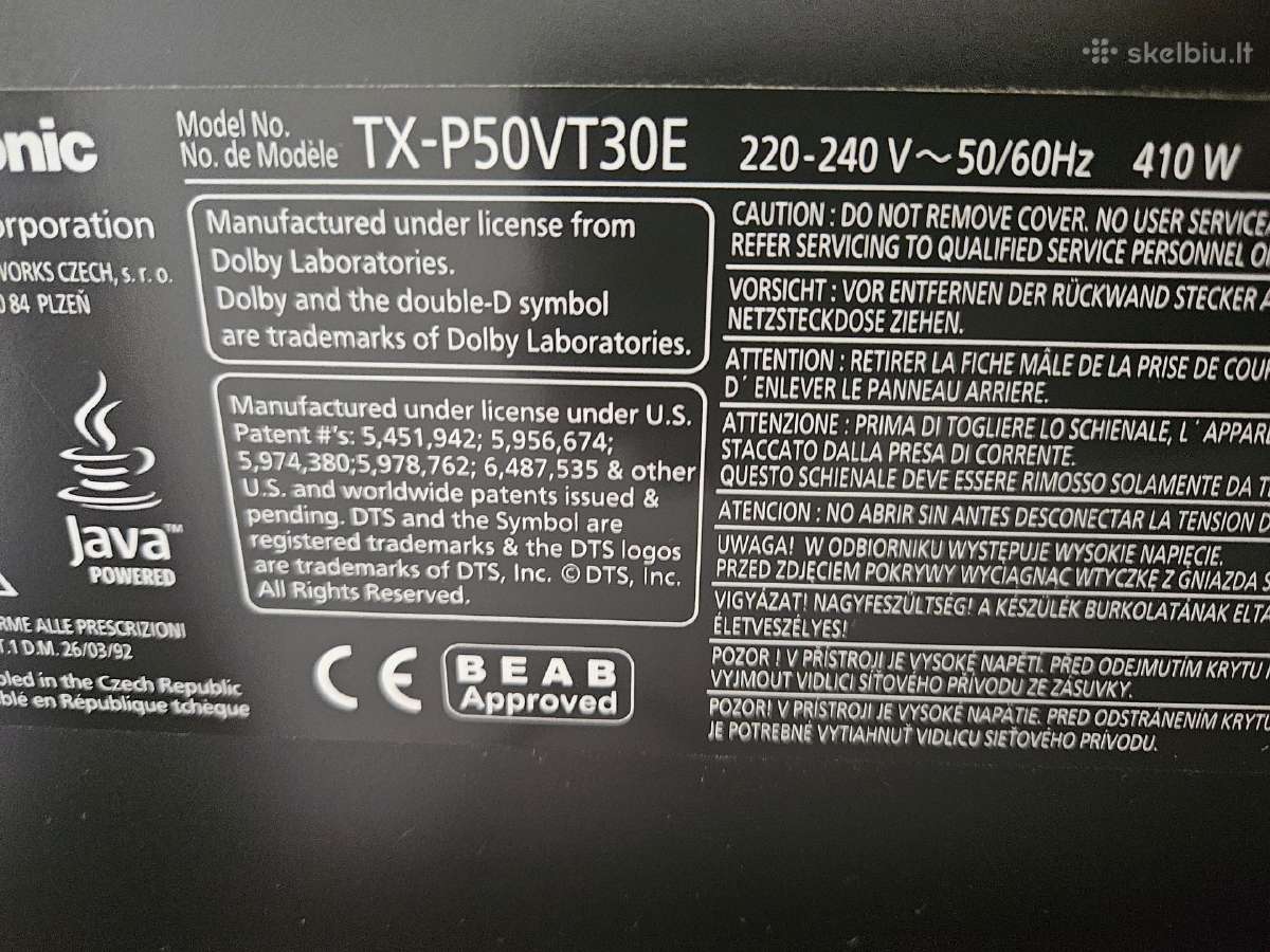 Parduodamas plazminis Panasonic 50" televizorius - nuotraukos Nr. 2