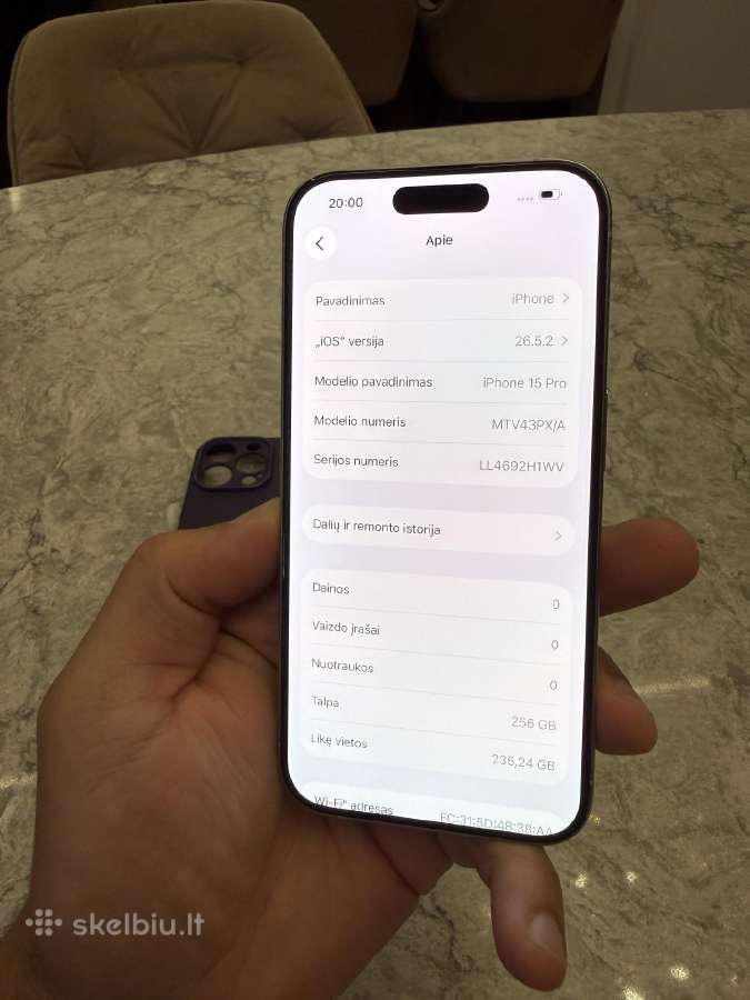 iPhone 15 pro, 256gb 100% baterija - nuotraukos Nr. 5