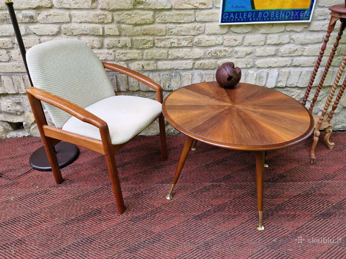 Vintažinis mid century kavos staliukas ir krėslas - nuotraukos Nr. 7