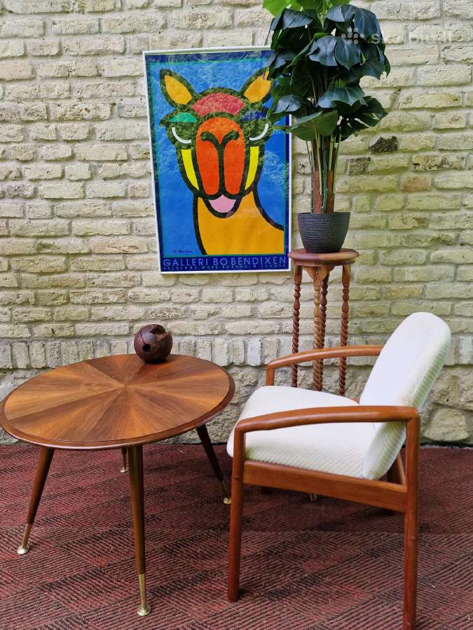 Vintažinis mid century kavos staliukas ir krėslas - nuotraukos Nr. 8