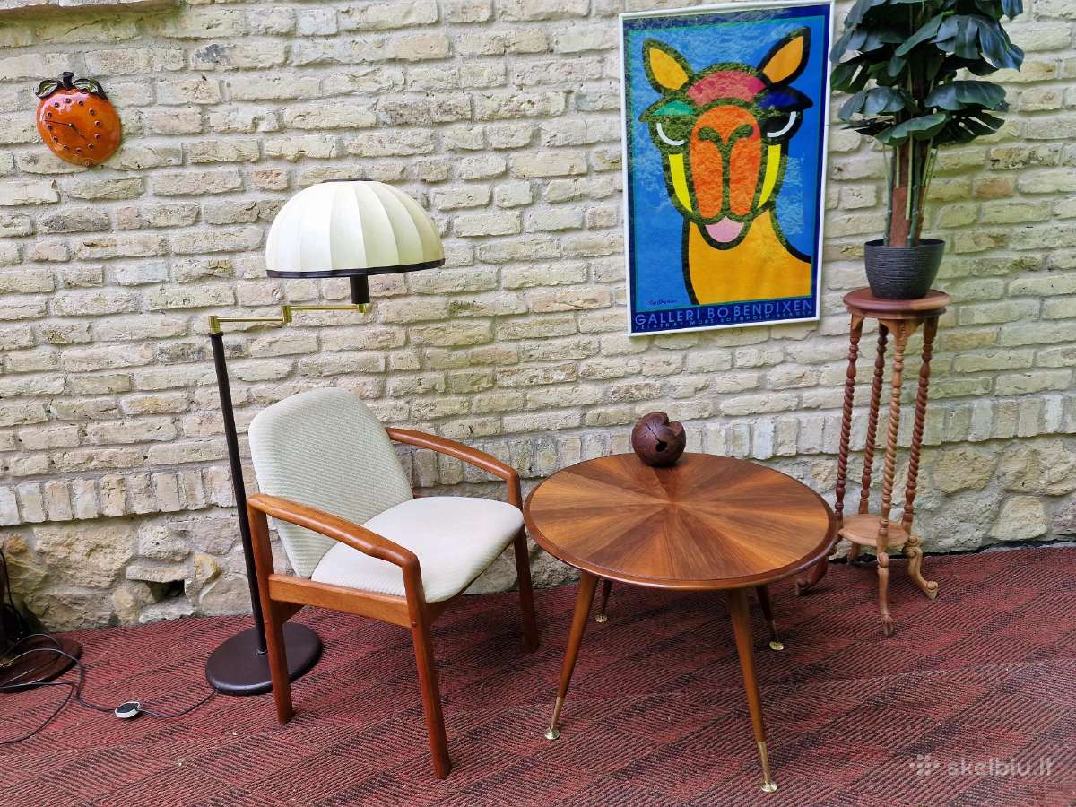 Vintažinis mid century kavos staliukas ir krėslas - nuotraukos Nr. 11