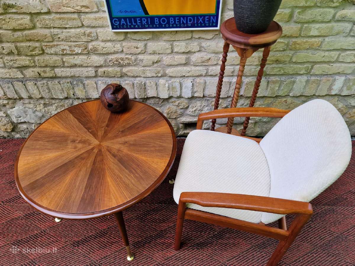 Vintažinis mid century kavos staliukas ir krėslas - nuotraukos Nr. 12