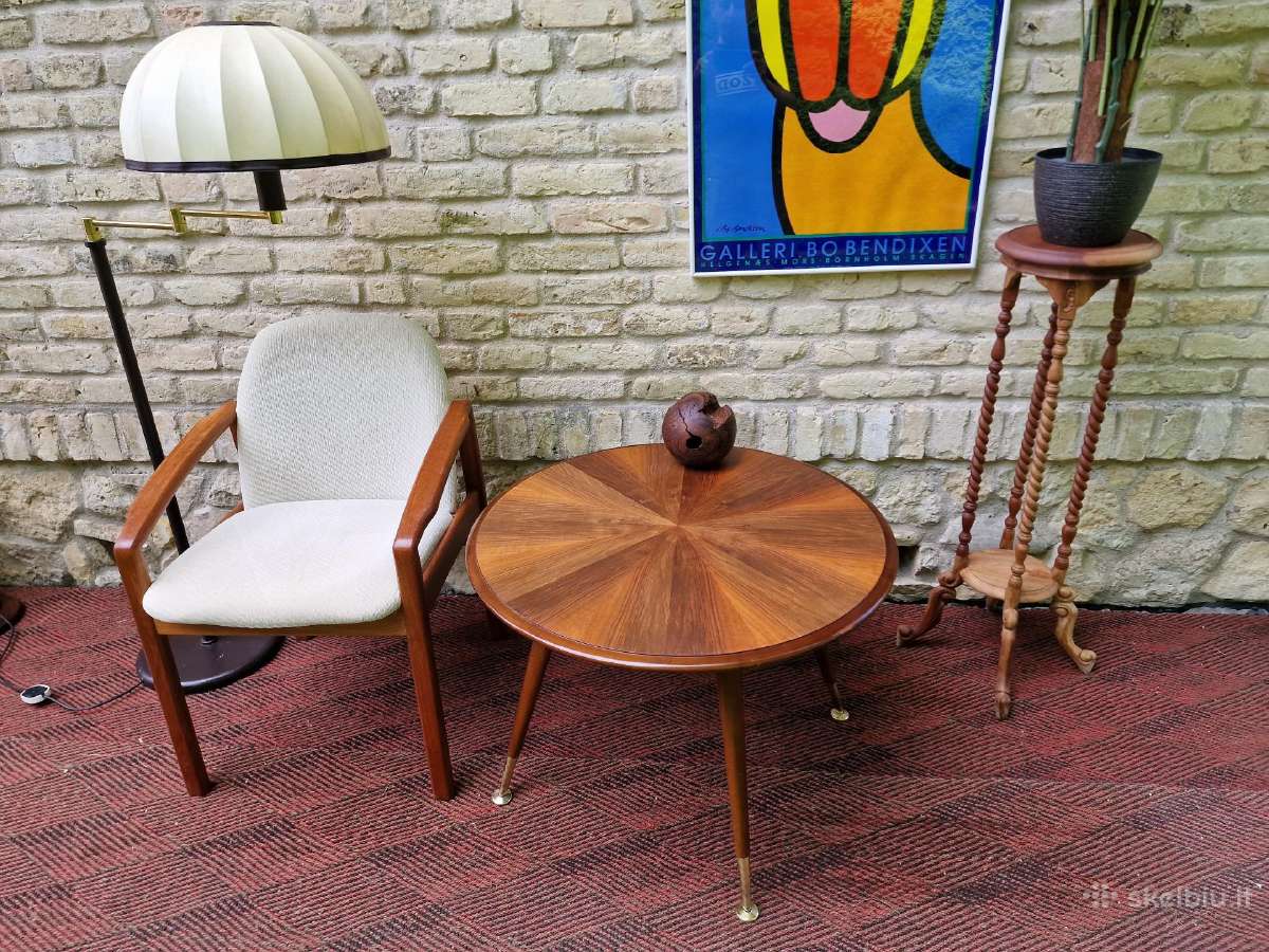 Vintažinis mid century kavos staliukas ir krėslas - nuotraukos Nr. 17