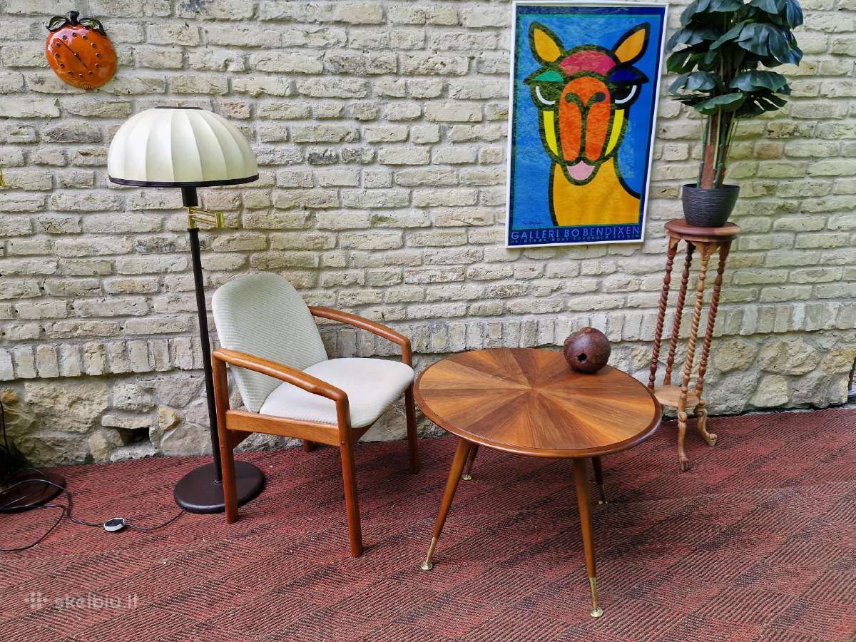 Vintažinis mid century kavos staliukas ir krėslas - nuotraukos Nr. 25