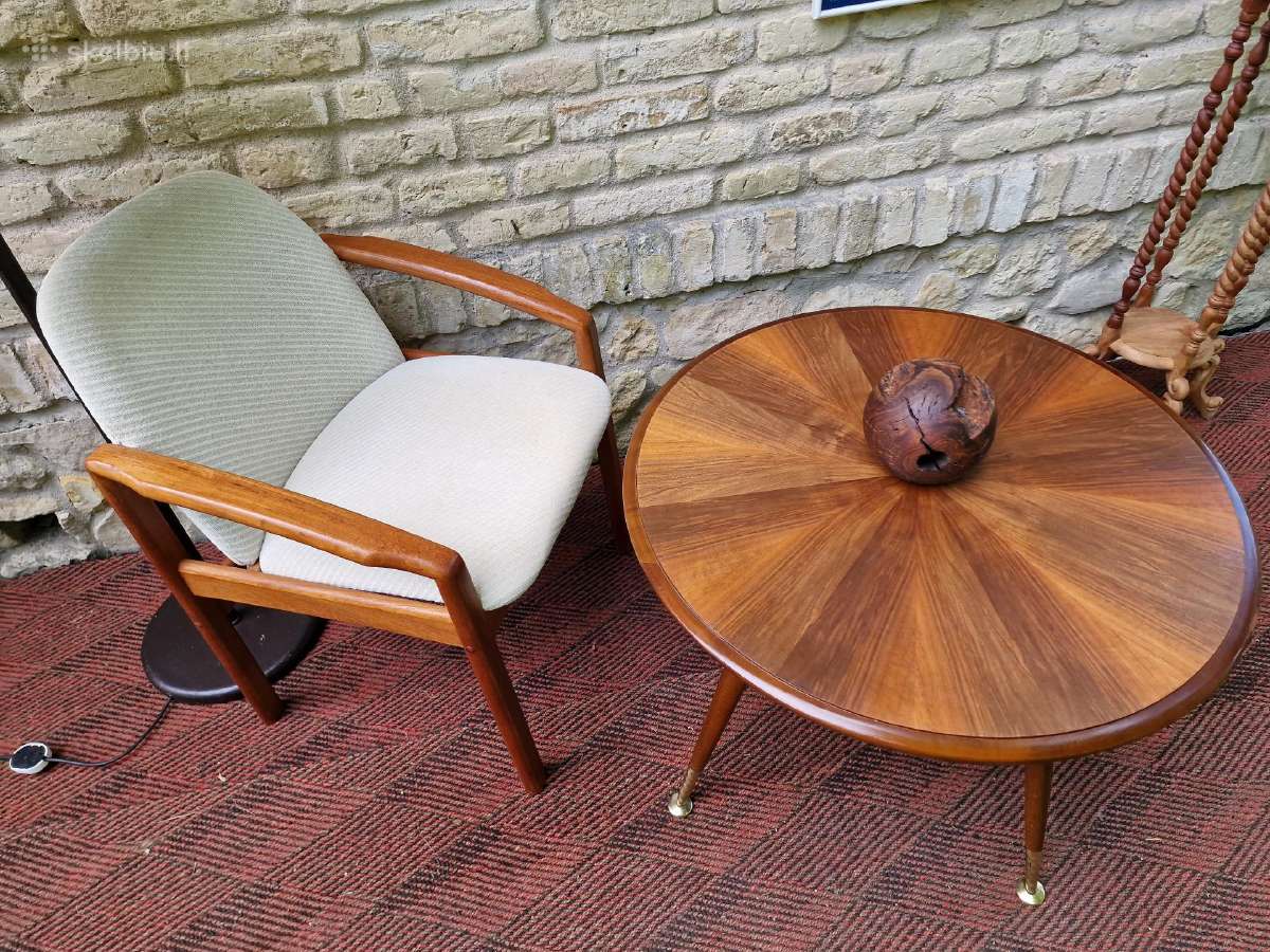 Vintažinis mid century kavos staliukas ir krėslas - nuotraukos Nr. 28