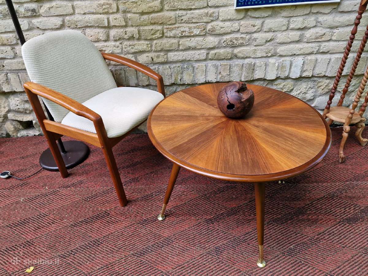 Vintažinis mid century kavos staliukas ir krėslas - nuotraukos Nr. 32