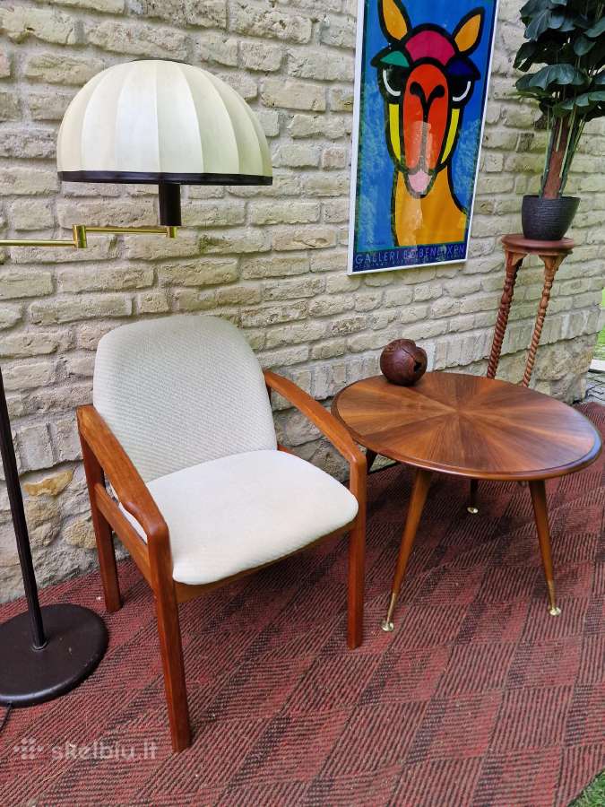Vintažinis mid century kavos staliukas ir krėslas - nuotraukos Nr. 36