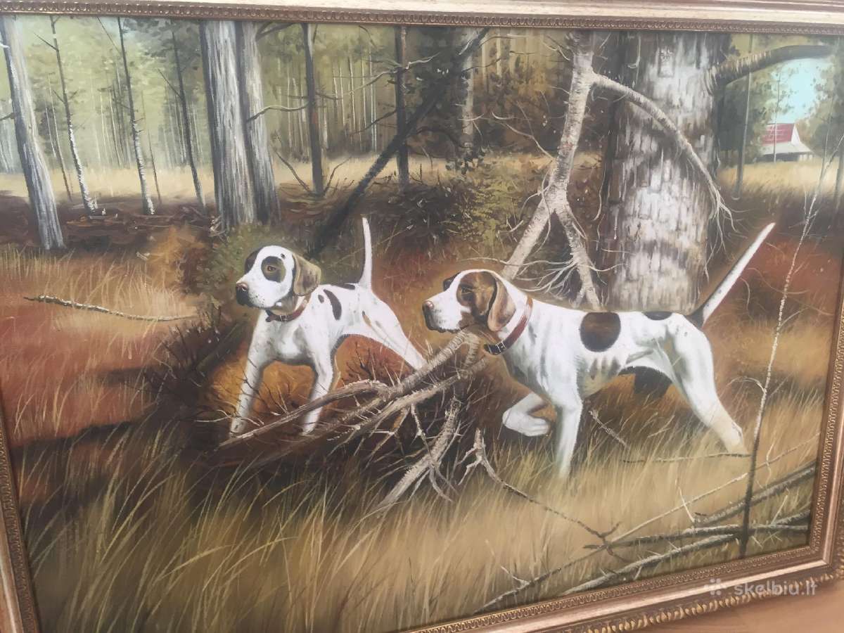 Antikvarinis paveikslas D.newman Dogs - nuotraukos Nr. 2