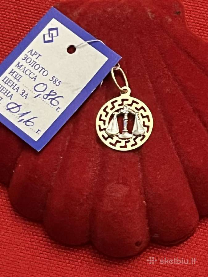 Prabangūs auksiniai Zodiakų pakabukai su baltu auk - nuotraukos Nr. 6
