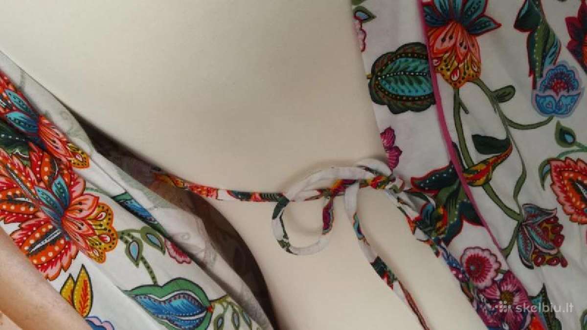Moteriskas geletas medvilninis chalatukas / kimono - nuotraukos Nr. 8