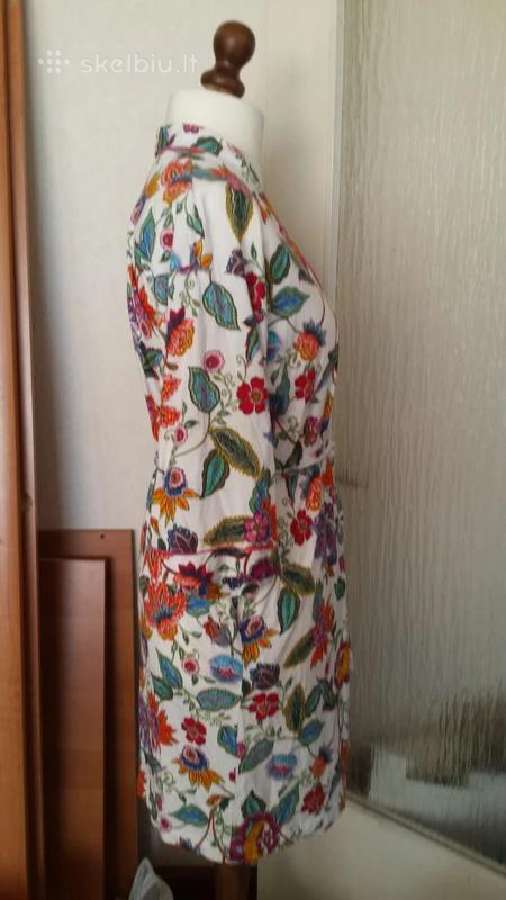 Moteriskas geletas medvilninis chalatukas / kimono - nuotraukos Nr. 3