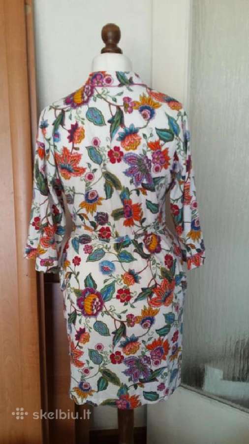Moteriskas geletas medvilninis chalatukas / kimono - nuotraukos Nr. 2
