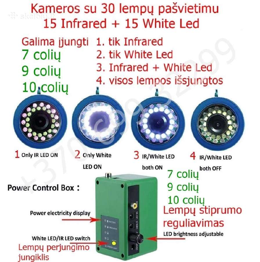 Povandeninė kamera 9 colių su Dvr įrašymu - nuotraukos Nr. 5