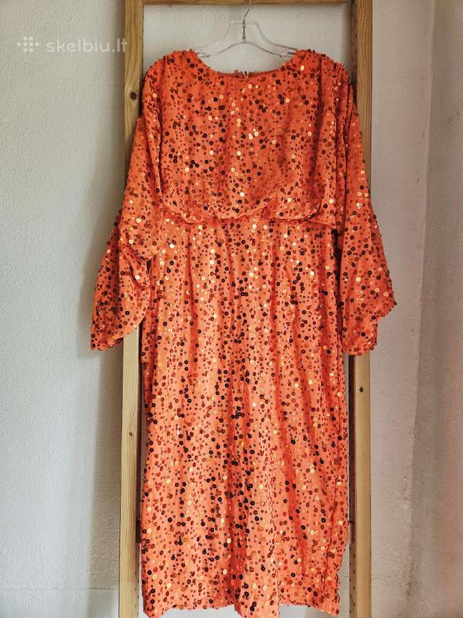 Nuostabi oranžinė blizganti suknelė - nuotraukos Nr. 3