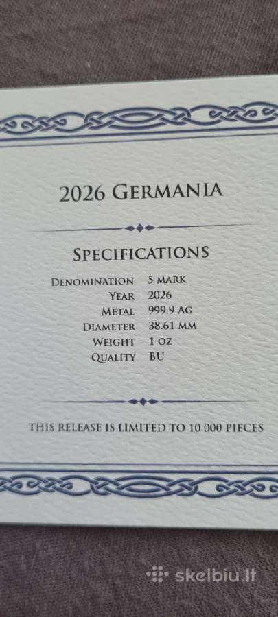 1oz sidabrines monetos 2026 Germania mint - nuotraukos Nr. 5