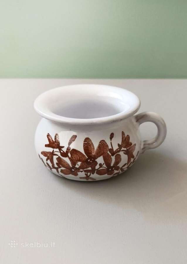 Miniatiūrinė keraminė puodynėlė su rankenėle, 5cm - nuotraukos Nr. 2