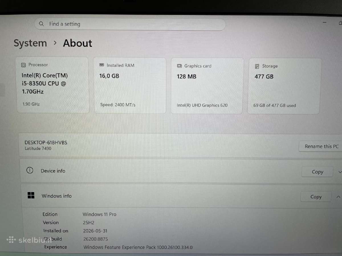 Dell Latitude 7490, i5, 16gb, 512gb - nuotraukos Nr. 10
