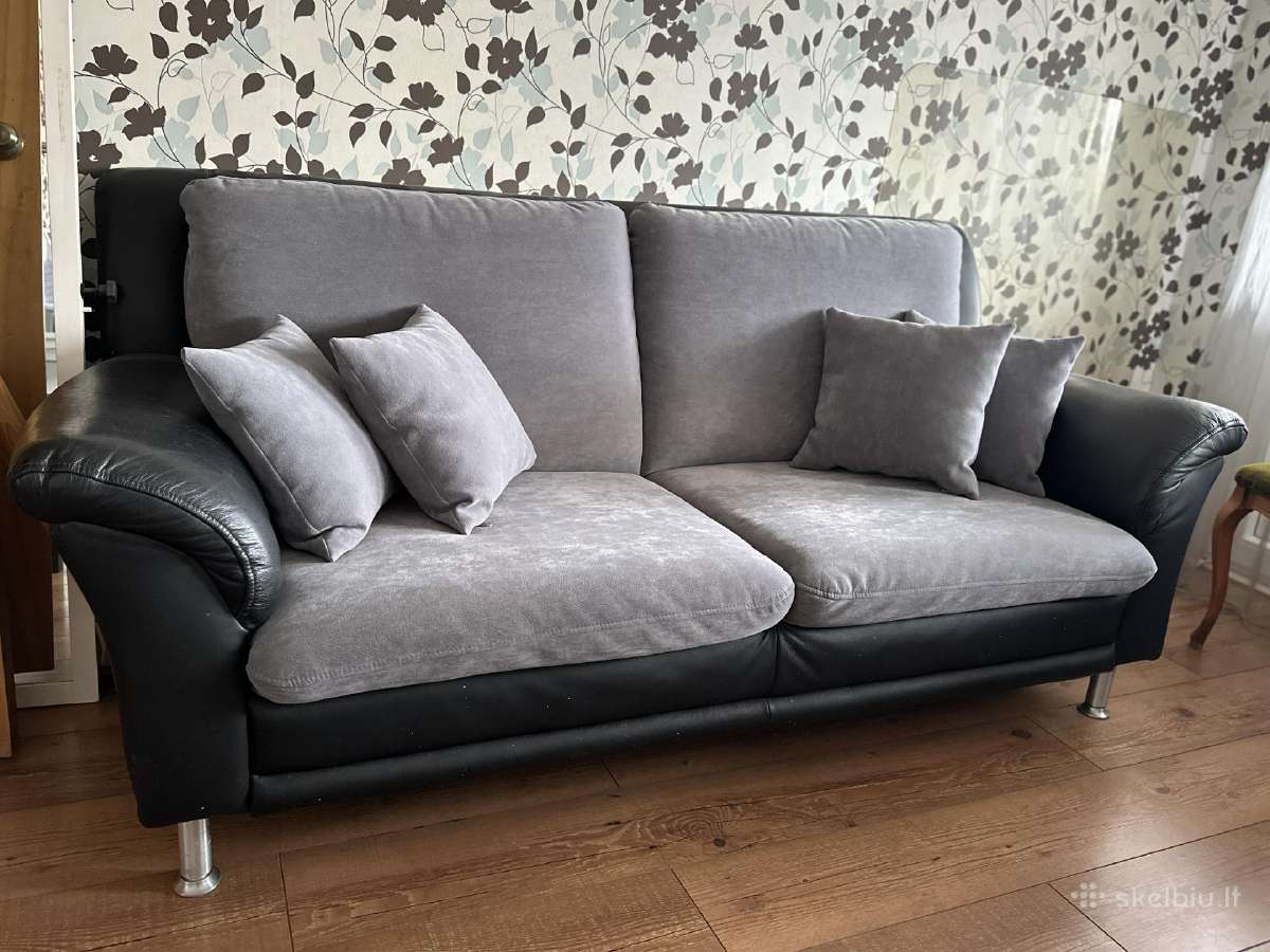 Svetainės baldų komplektas (sofa, foteliai, pufas) - nuotraukos Nr. 4