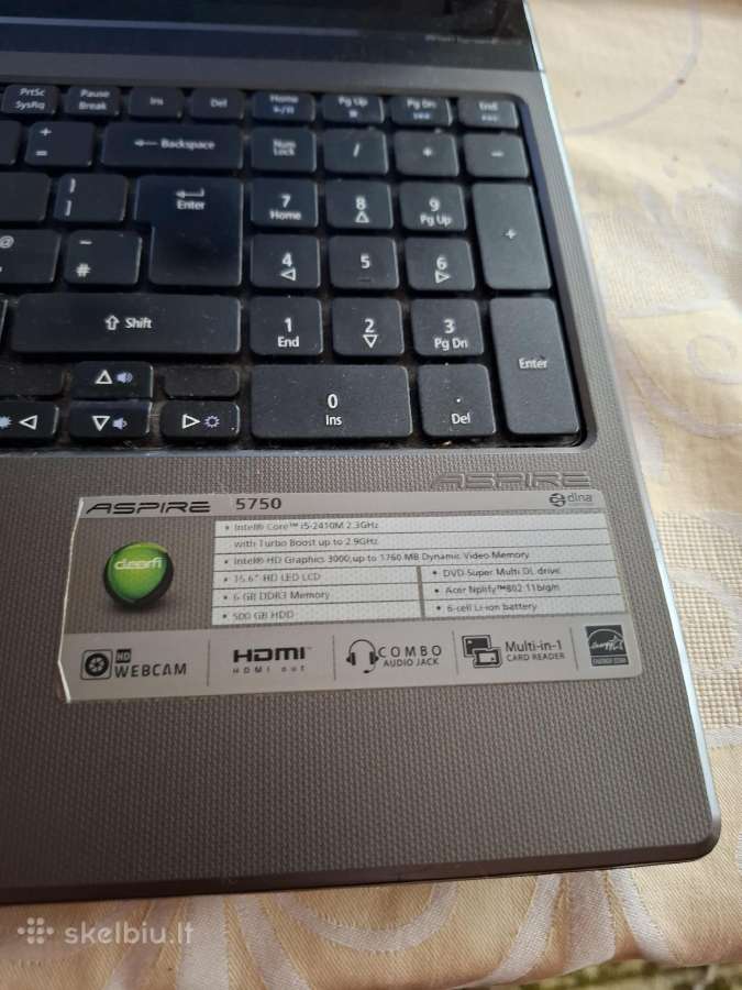 Acer Aspire 5750 i5 / 6gb RAM - nuotraukos Nr. 4