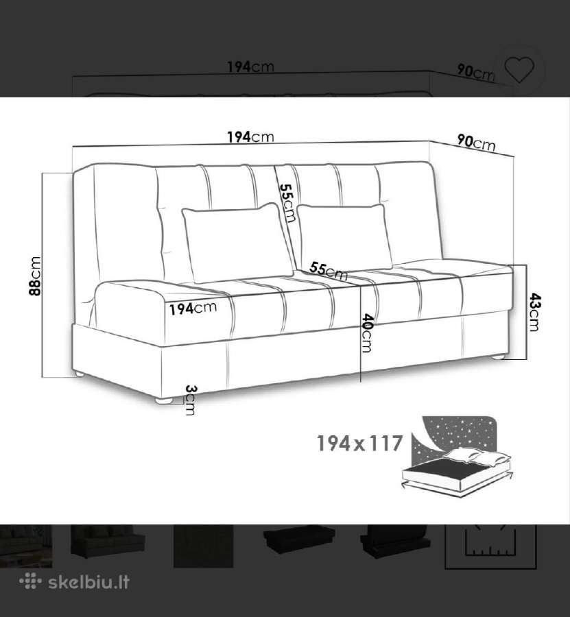 Sofa lova su patalynės deže - nuotraukos Nr. 6