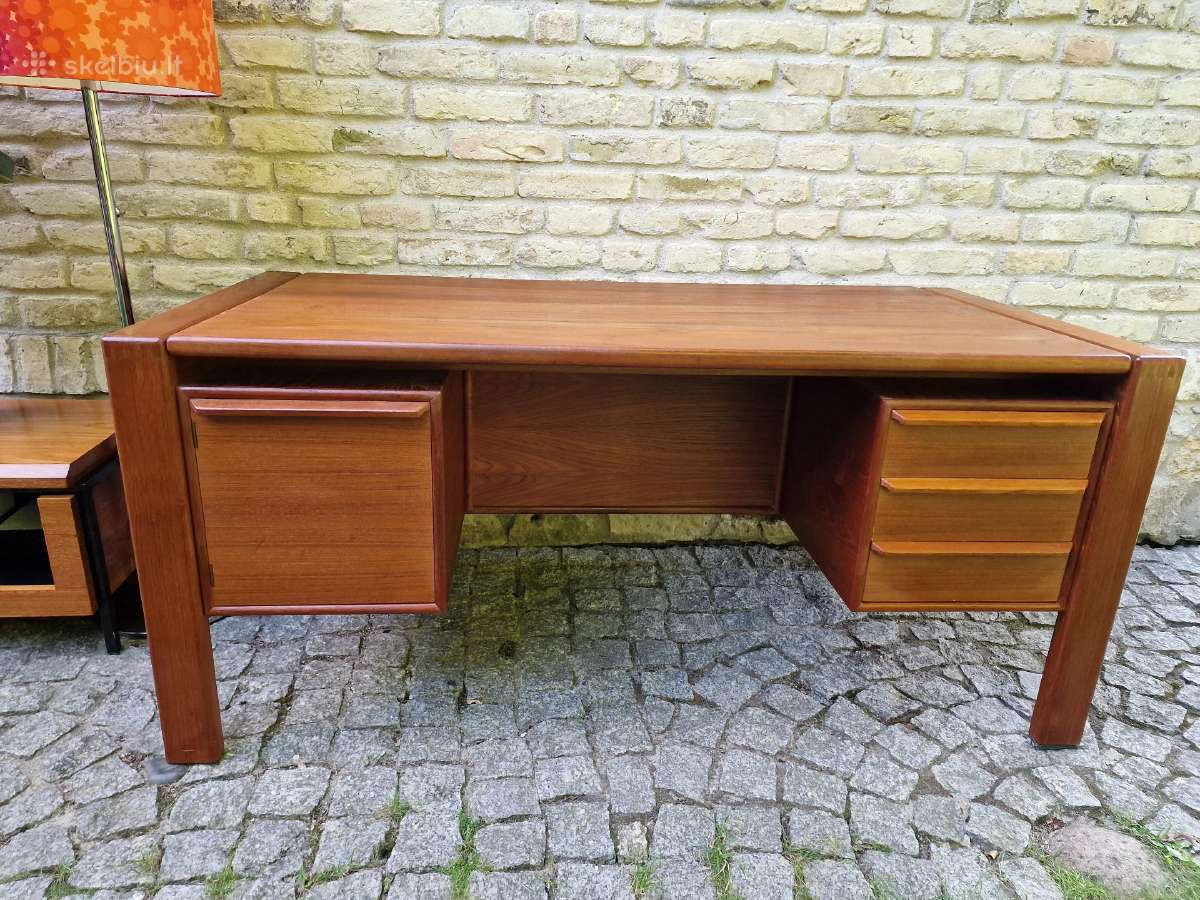 Vintažinis mid century tikmedžio rašomojo stalas - nuotraukos Nr. 13