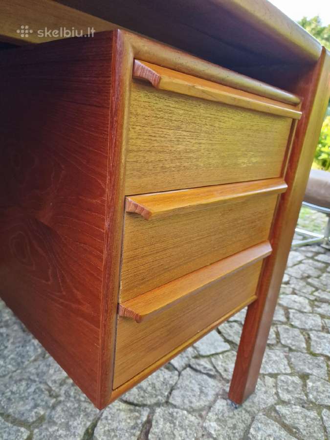Vintažinis mid century tikmedžio rašomojo stalas - nuotraukos Nr. 17