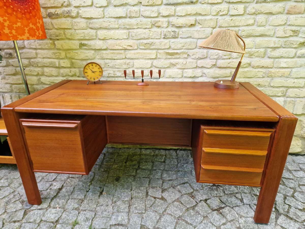 Vintažinis mid century tikmedžio rašomojo stalas - nuotraukos Nr. 21