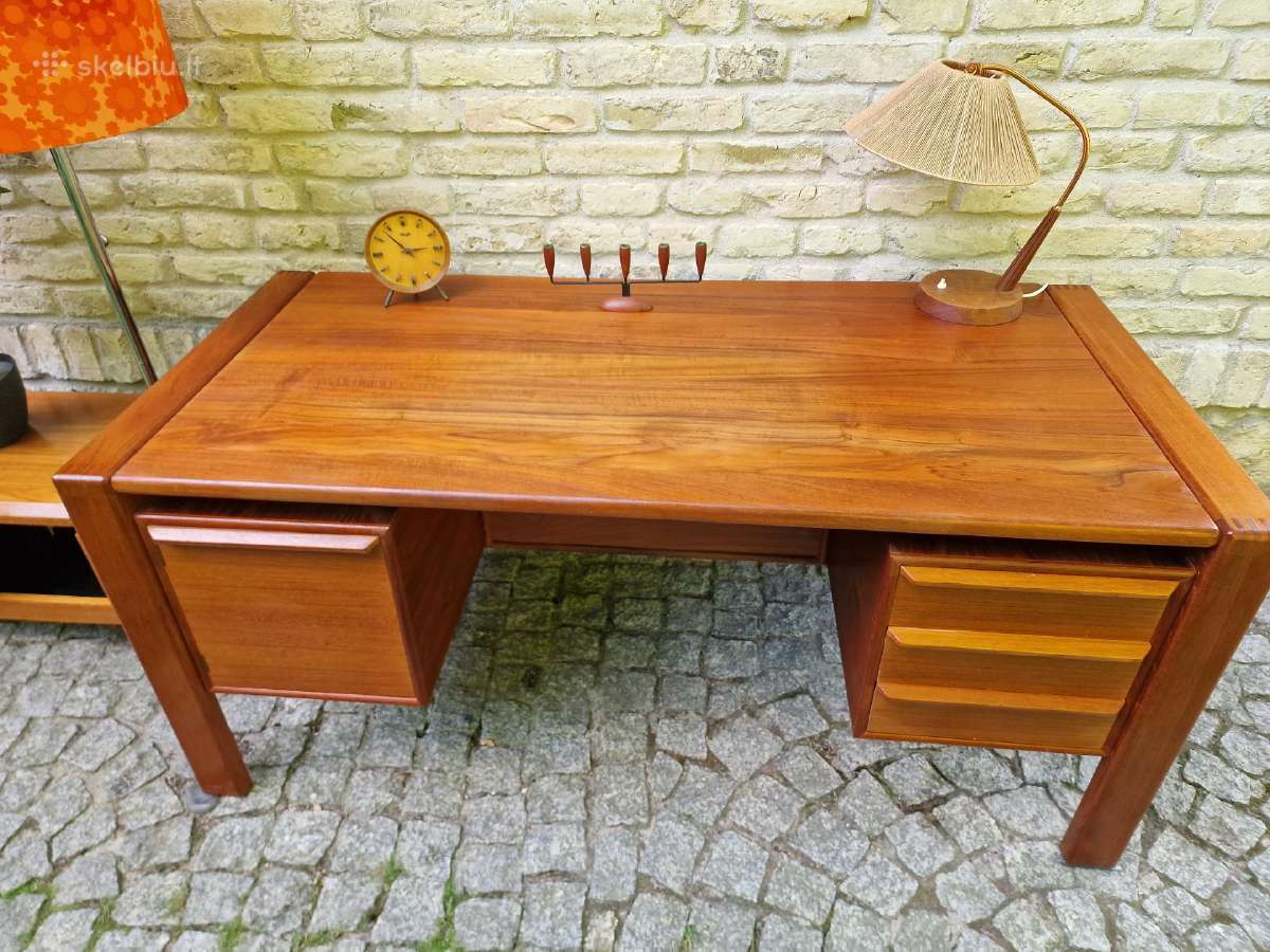 Vintažinis mid century tikmedžio rašomojo stalas - nuotraukos Nr. 24