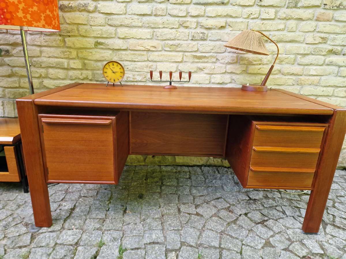 Vintažinis mid century tikmedžio rašomojo stalas - nuotraukos Nr. 25