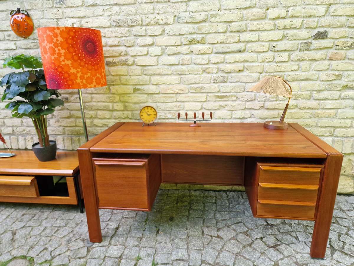 Vintažinis mid century tikmedžio rašomojo stalas - nuotraukos Nr. 26