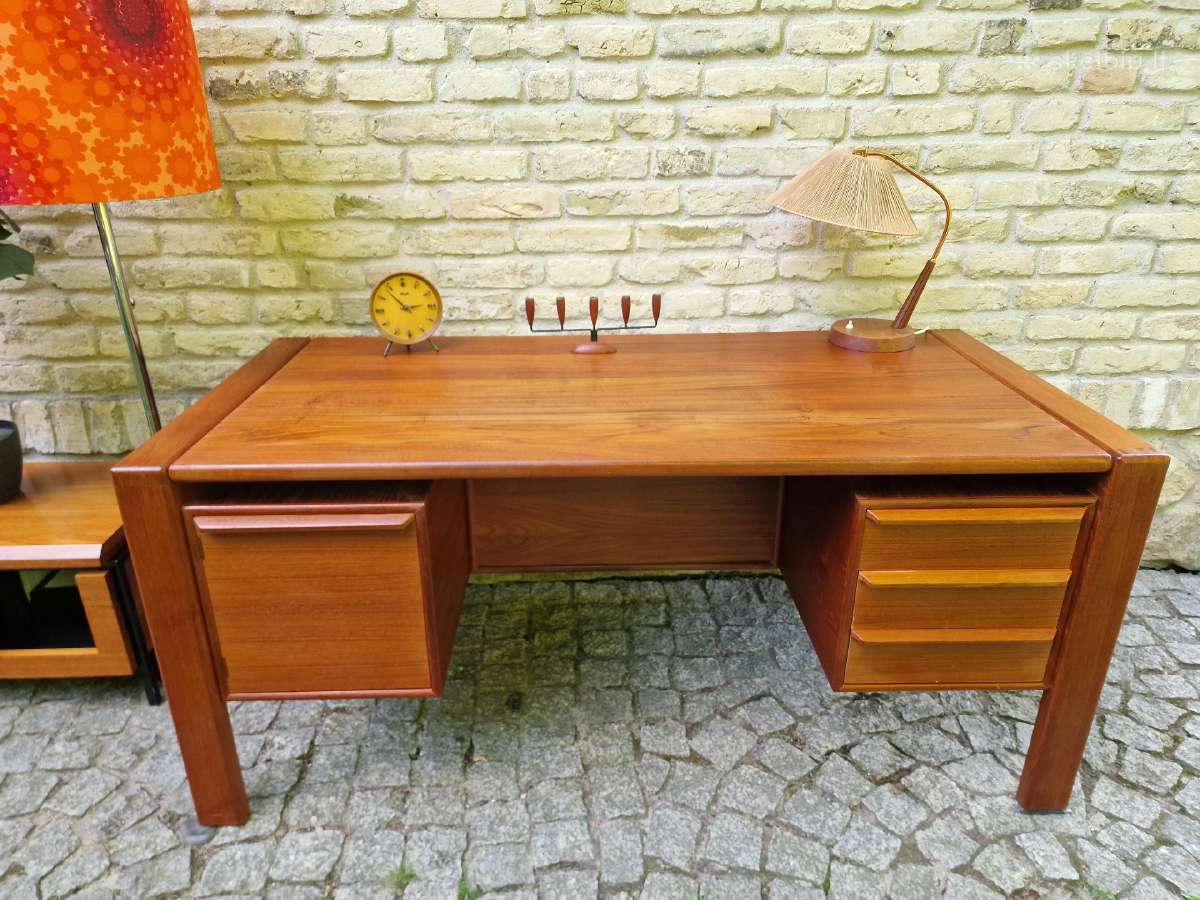 Vintažinis mid century tikmedžio rašomojo stalas - nuotraukos Nr. 27