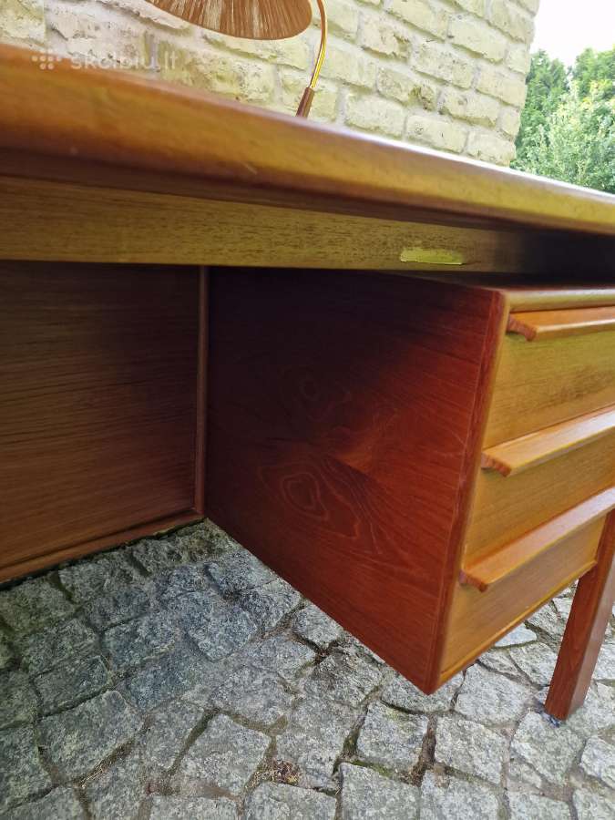 Vintažinis mid century tikmedžio rašomojo stalas - nuotraukos Nr. 30