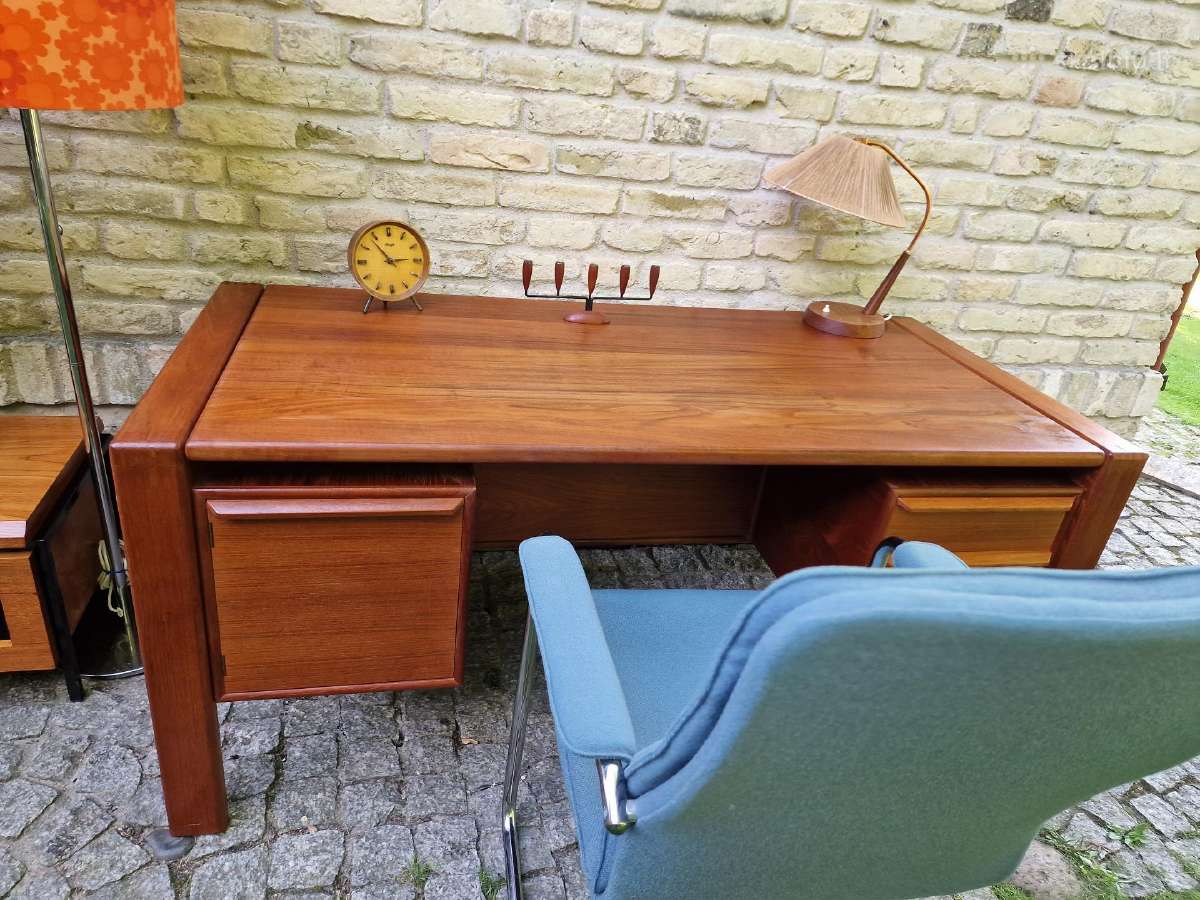 Vintažinis mid century tikmedžio rašomojo stalas - nuotraukos Nr. 31
