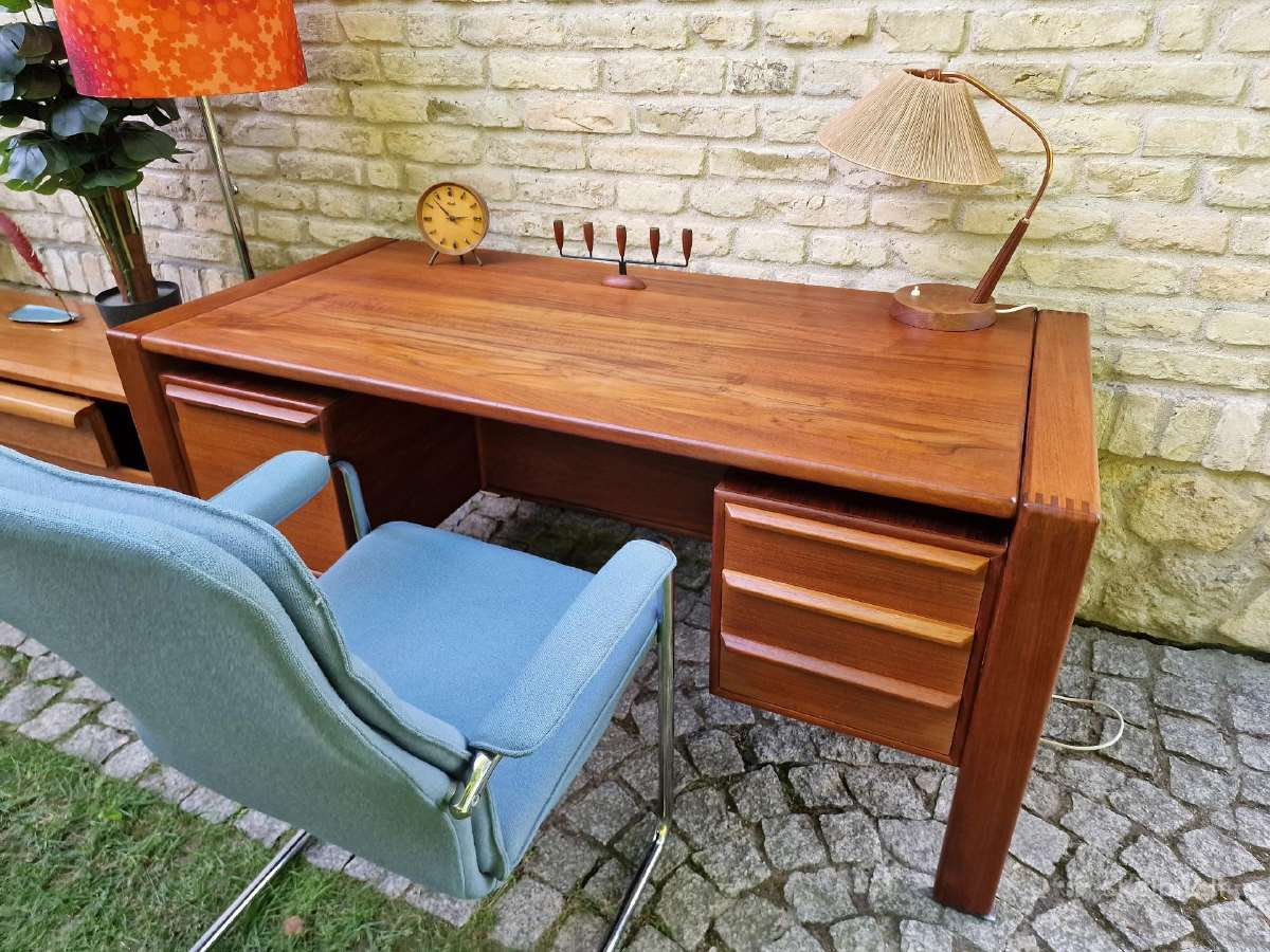 Vintažinis mid century tikmedžio rašomojo stalas - nuotraukos Nr. 32