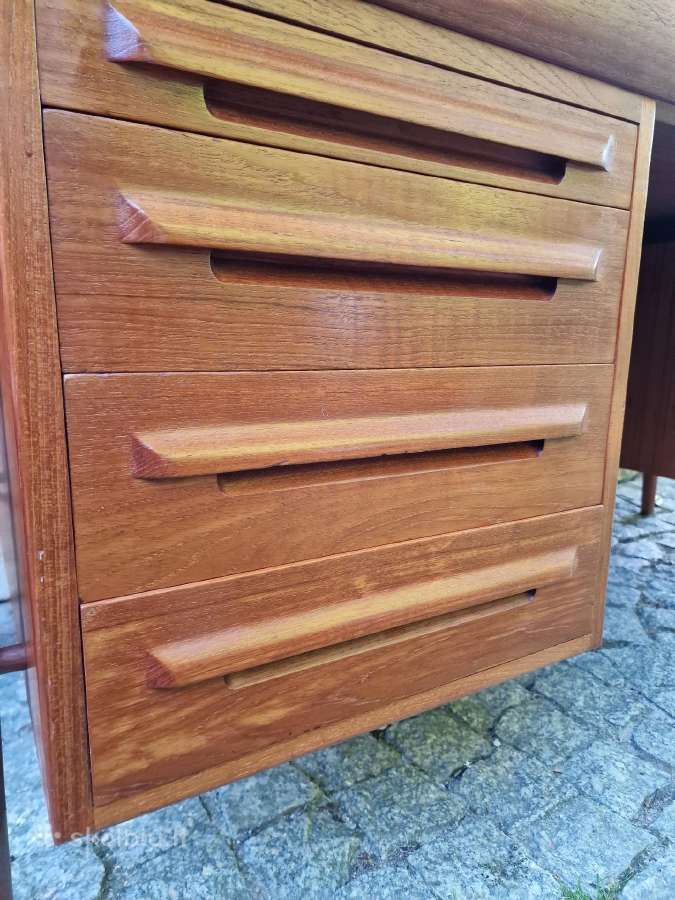 Vintažinis mid century tikmedžio rašomojo stalas - nuotraukos Nr. 4