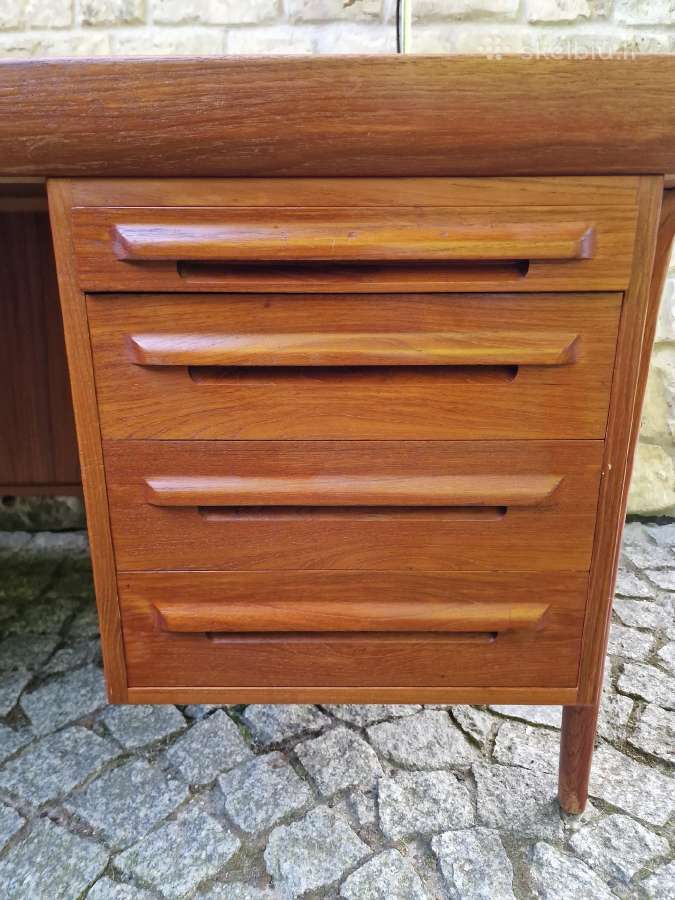 Vintažinis mid century tikmedžio rašomojo stalas - nuotraukos Nr. 5