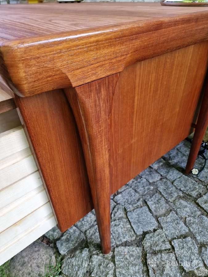 Vintažinis mid century tikmedžio rašomojo stalas - nuotraukos Nr. 7