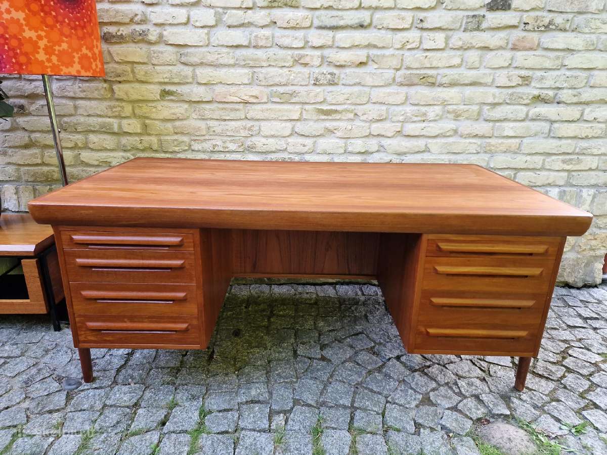 Vintažinis mid century tikmedžio rašomojo stalas - nuotraukos Nr. 16